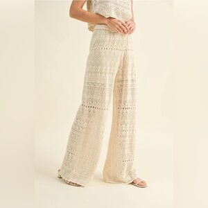 NWT • Crochet Knit Wide Leg Pants • Medium